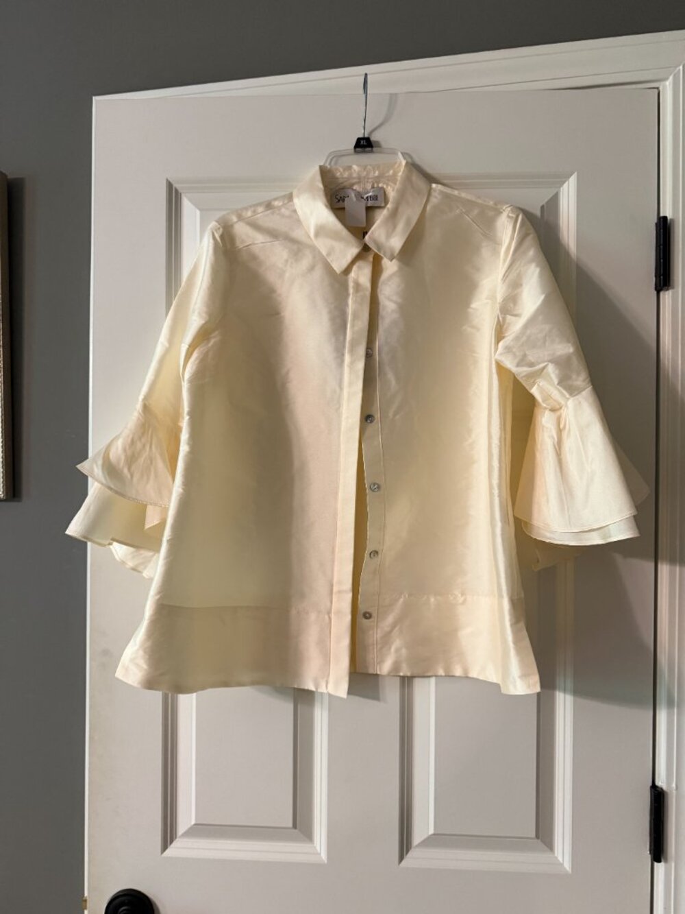 **Sara Campbell Taffeta Top w/Flounce Sleeves**